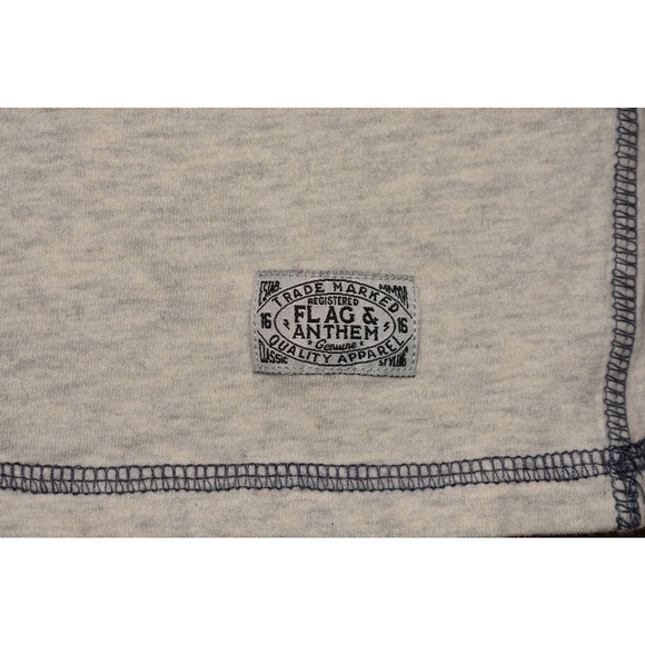 FLAG & ANTHEM $78 Long Sleeve Henley Shirt Navy/Light Heather Gray Men's Medium - Picture 3 of 4